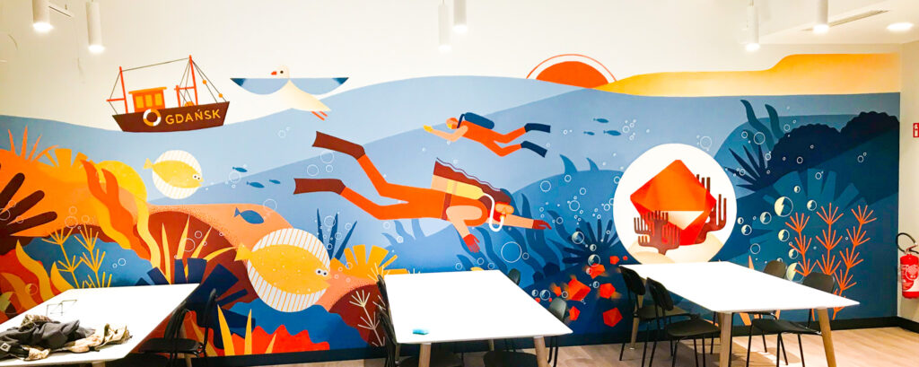 mural z nurkami amazon gdansk Konrad kowal mehes